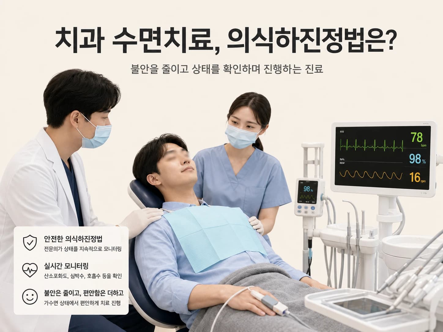 의식하진정법과 생체징후 확인을 설명한 원문 이미지